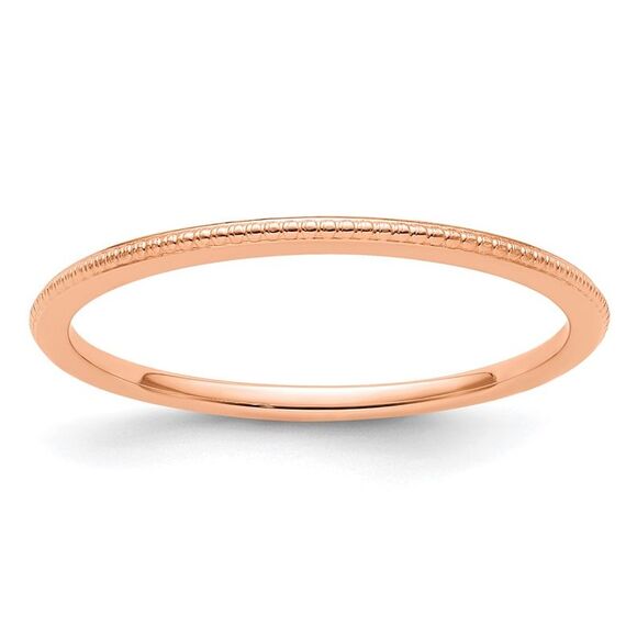Kazi Luxury 14K Rose Gold 1.2mm Beaded Stackable Band Size 7.5